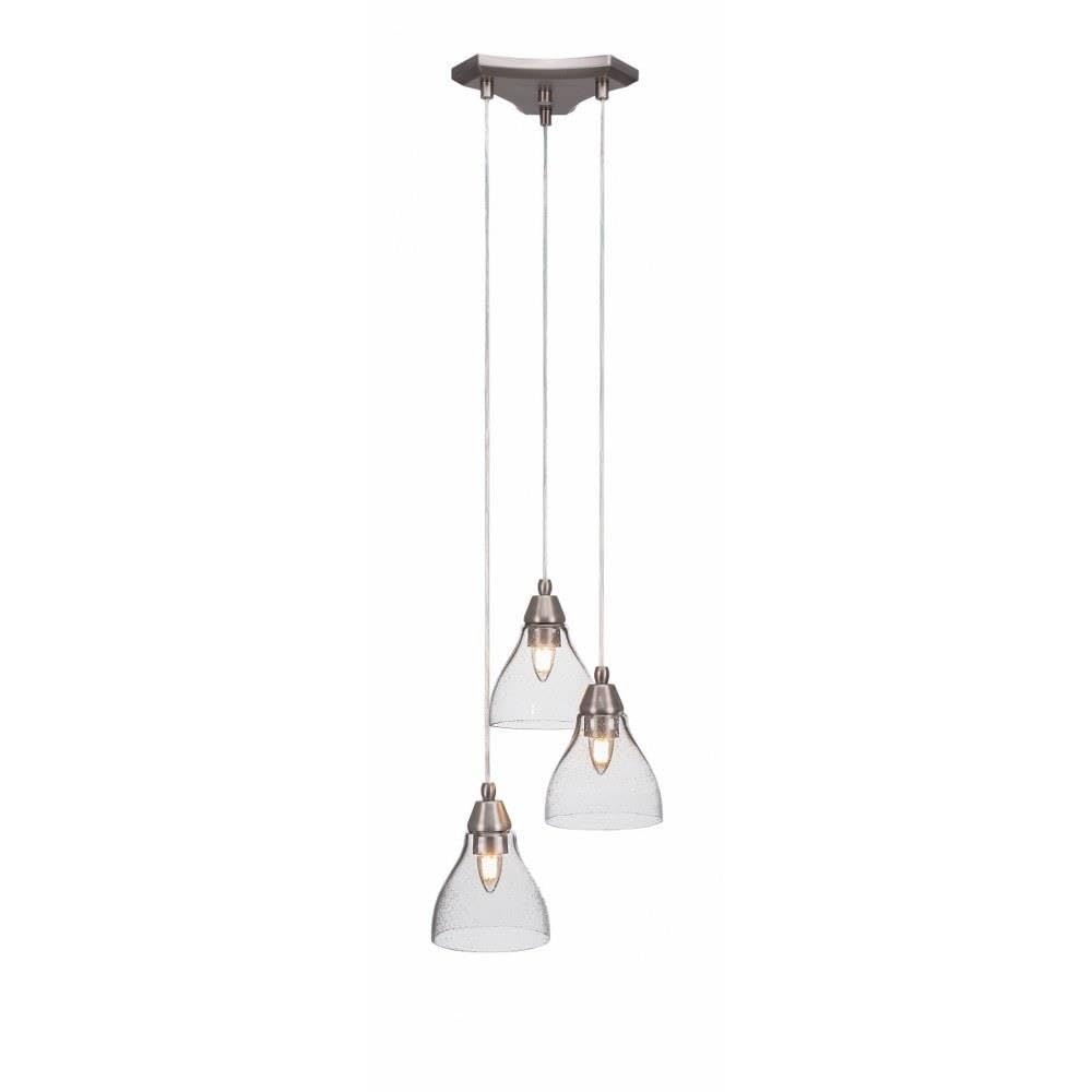 Toltec Lighting Europa 3 Light Cluster Pendalier in Brushed Nickel (28-BN-4760)