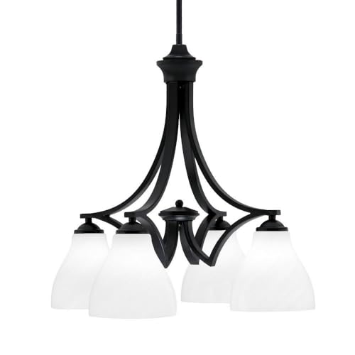Toltec Lighting 568-Mb-4761 Zilo - 4 Light Downlight Chandelier-20.75 Inches Tall And 21.5 Inches Wide, Finish Color: Matte Black, Glass Color: White Marble