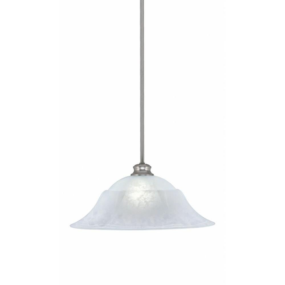 Toltec Lighting 72-BN-53815 Stem - 1 Light Pendant with Hang Straight Swivel-9.5 Inches Tall and 20 Inches Wide, Finish Color: Brushed Nickel, Glass Color: White Marble