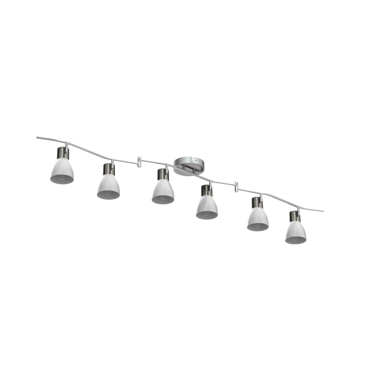 DINGLILIGHTING 6-Light Flexible Track Lighting - Modern LED Spot Fixture, Nickel, Metal, Model WS-FNG29-40B, Ideal for Living Room, Kitchen