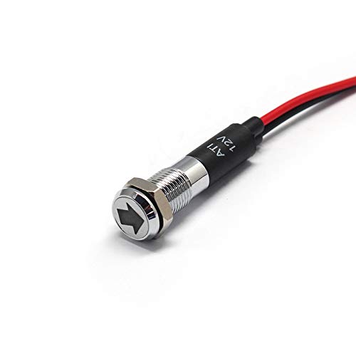 Alpinetech PL8MS 12V LED Metal Signal Indicator Dash Light, 8mm, Single Arrow