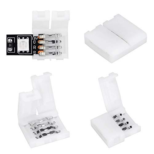 Wenhsin 10Packs 4-Pin Rgb Led Light Strip Connectors 10Mm Unwired Gapless Solderless Adapter Terminal Extension For Smd 5050 Mul