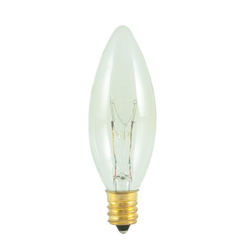 Bulbrite 25CTC/25/3 25-Watt Incandescent Torpedo B8 Chandelier Bulb, Candelabra Base, Clear