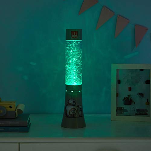 Idea Nuova BB8 Glitter Lamp – Plastic Nightlight for Kids Room Décor – Star Wars Model NK330430