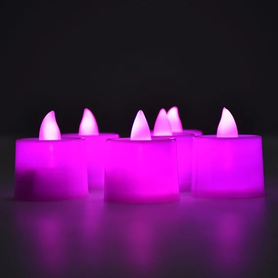 Oblivion Pink Flameless Led Tealights, Smokeless Plastic Decorative Candles - Led Tea Light Candle for Home Decoration, Battery