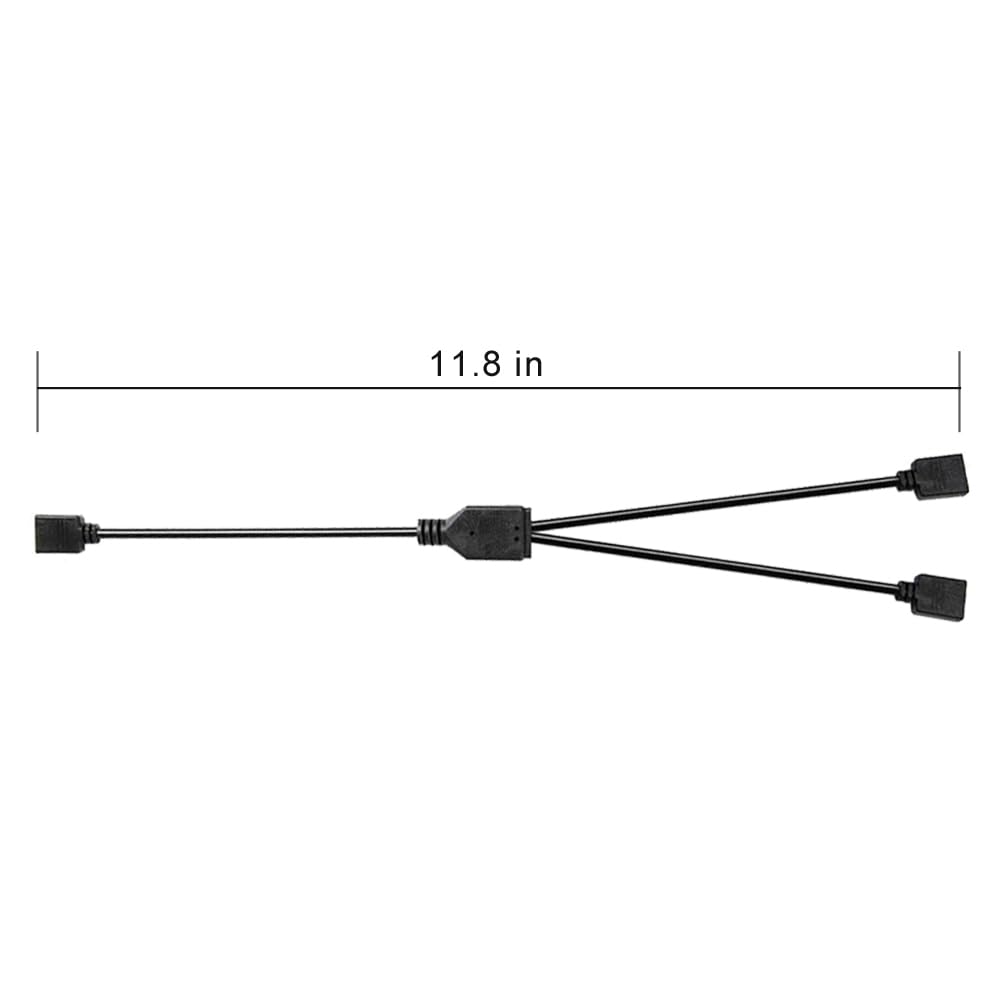 Grzways 2-Pack Black 4 Pins Led Splitter Cable Led Strip Connector 2 Way Splitter Y Splitter For One To Two Rgb Led Strip Suitab