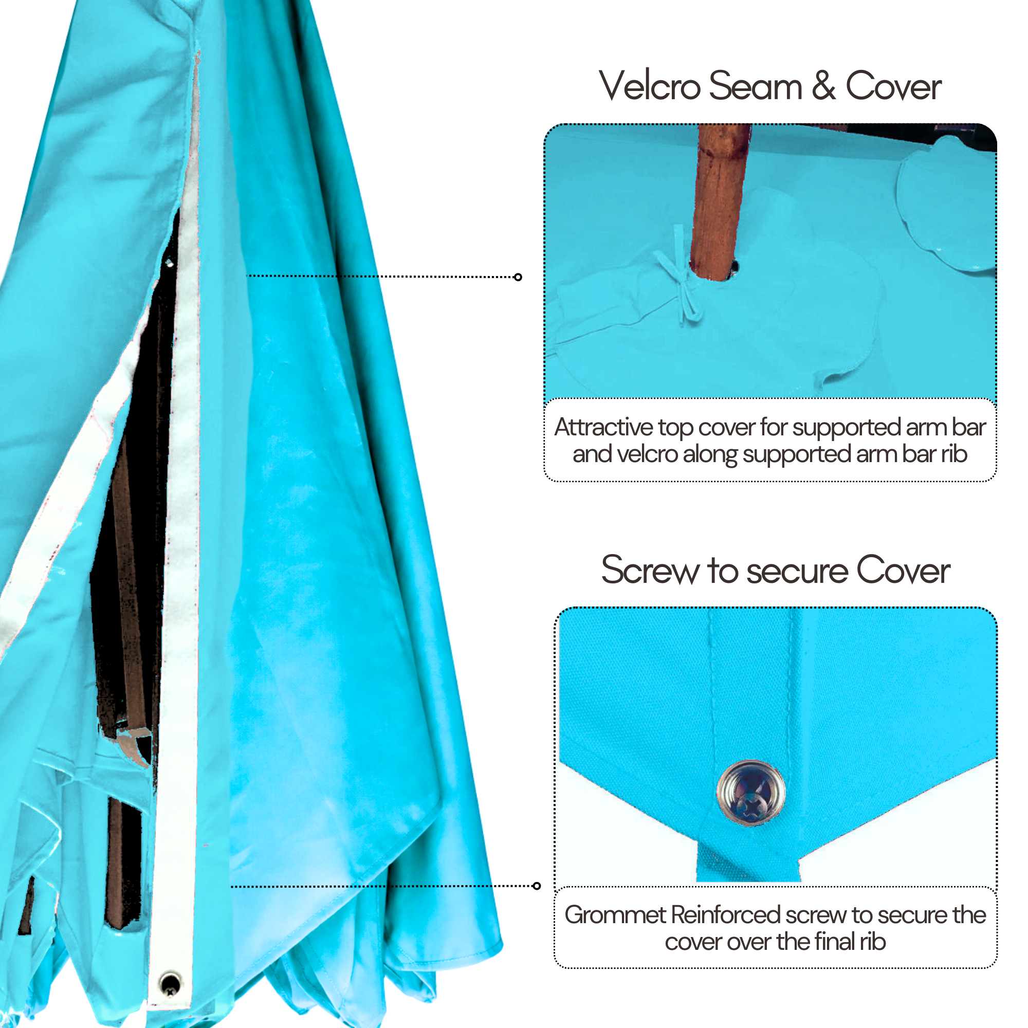 11 ft Cantilever Umbrella Replacement Canopy Supported Bar 8 Ribs Aruba Turquoise