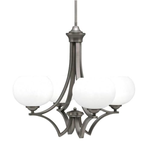 Toltec Lighting 564-Gp-212 Zilo - 4 Light Uplight Chandelier-19.75 Inches Tall And 22 Inches Wide, Finish Color: Graphite, Glass Color: White Muslin