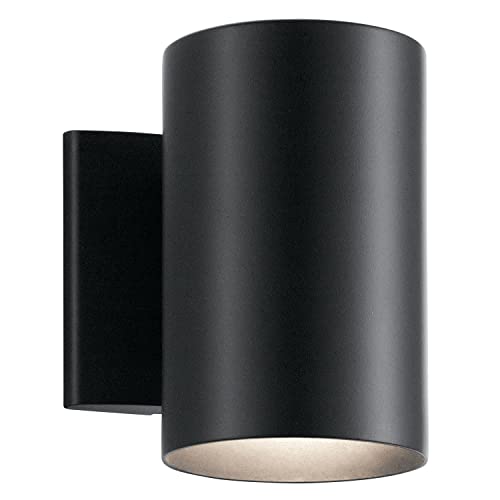 Kichler Outdoor Wall Sconce, 1-Light Cylinder Fixture, 7in H x 5in W, Black, Aluminum, Model 9234BK