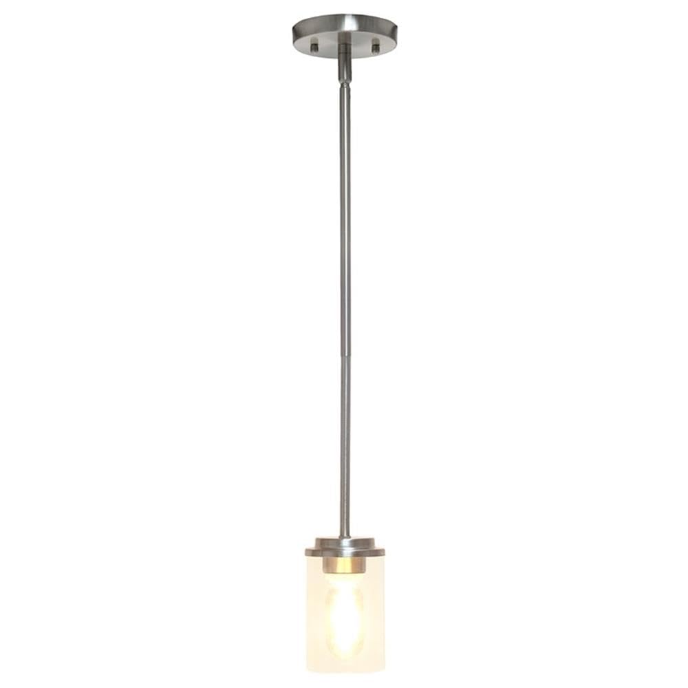 Lalia Home 1-Light Pendant Fixture, Adjustable Clear Cylinder Glass, 4.75x4.75x53, Brushed Nickel, Model 1270-LHP-3011-BN