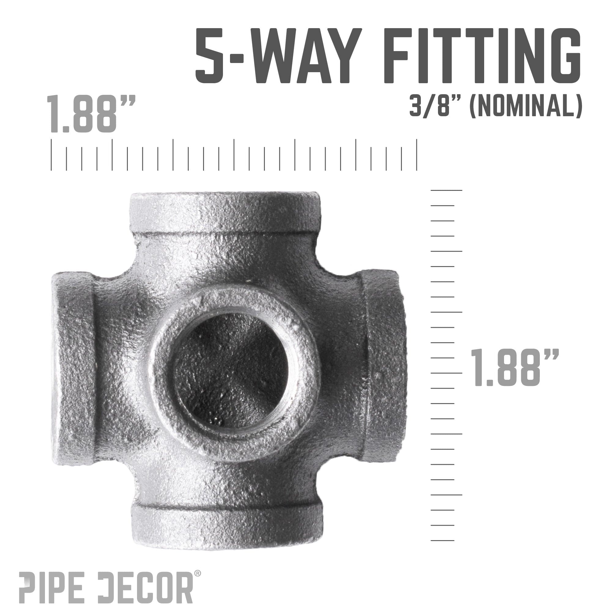 3/8 in. Black 5-way Fitting