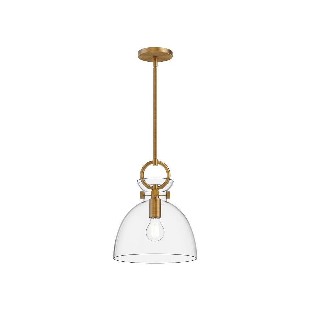 Alora Mood Waldo 11 Pendant | Aged Gold Finish | Clear Glass Shade | Classic Versatile Ceiling Light | Made of Steel and Glass |