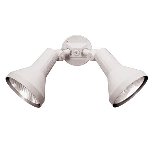 Ciata Outdoor Security Flood Light, 2 Head, 150W PAR38, Heavy Duty Cast Aluminum, White Finish, 2 Light