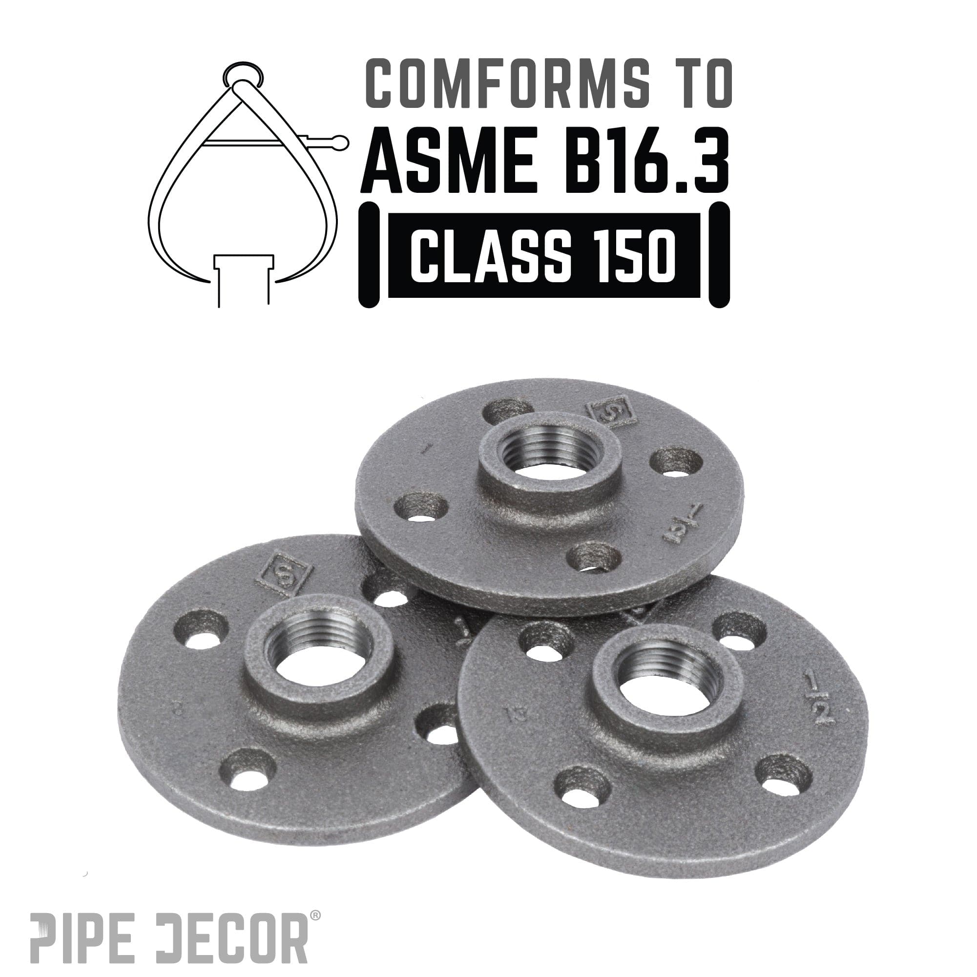 1/2 in. Black Floor Flange