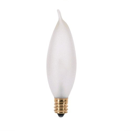 Satco 25-Watt Incandescent Flame Tip Bulb, Frosted, Candelabra Base, 25 Count, Model S3278