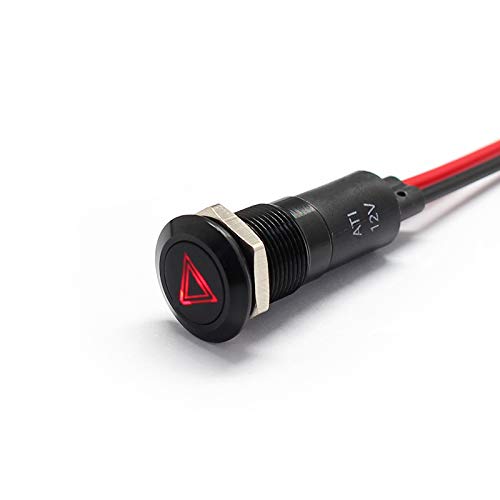 Alpinetech 12V Led Metal Signal Indicator Pilot Dash Light - 12Mm Hazard Light
