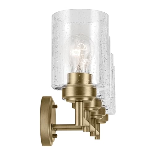 Kichler Winslow 30in Vanity Light, 4-Light Transitional Bathroom Fixture, Old Bronze, Clear Seeded Glass, Model 45887OZ