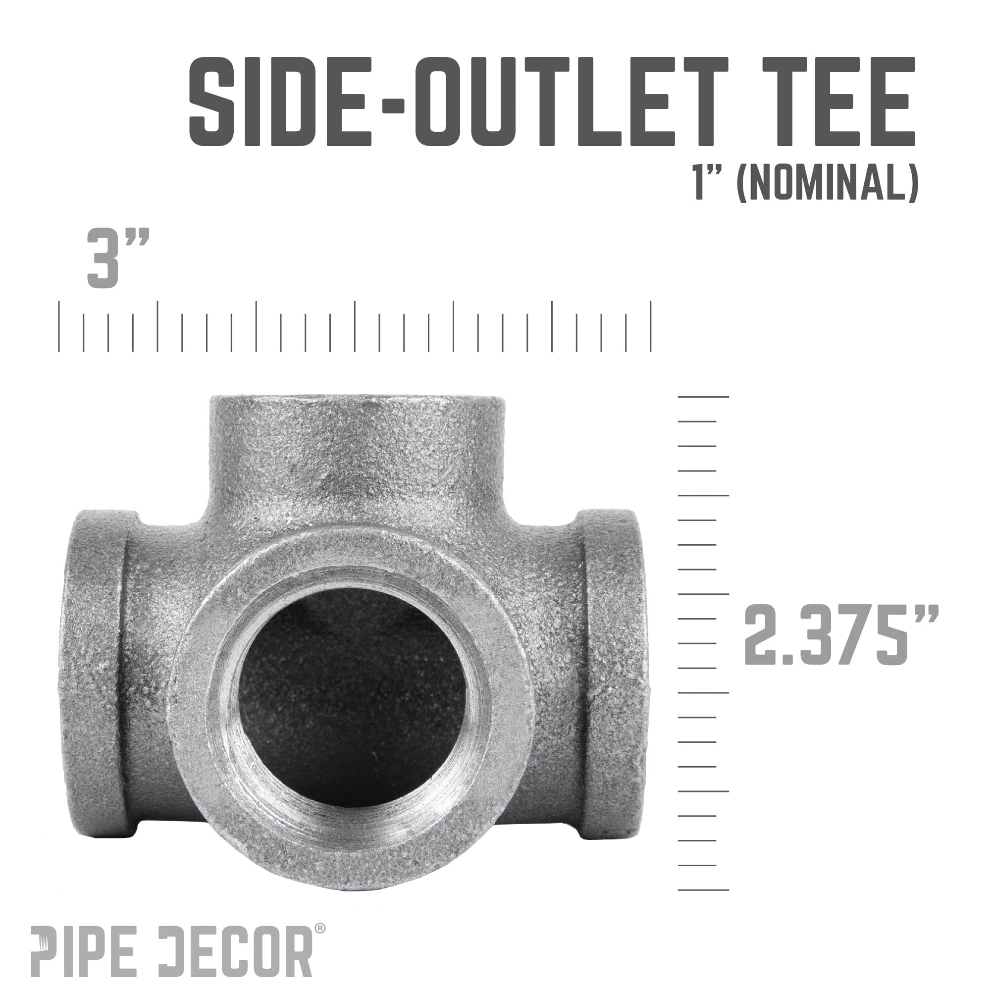 1 in. Black Side Outlet Tee