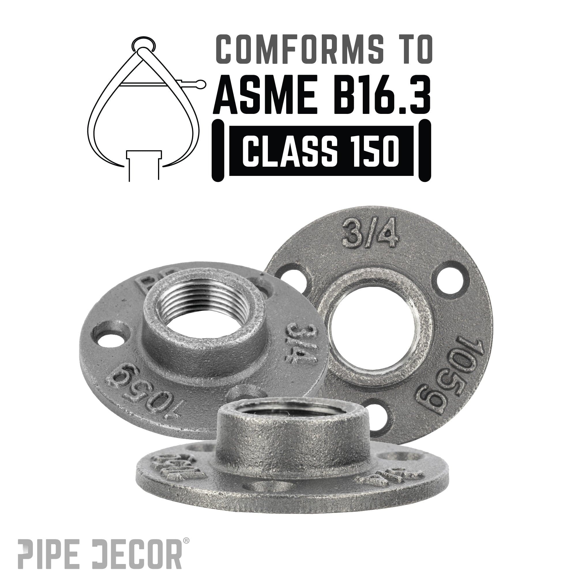 3/4 in. Black Mini Flange