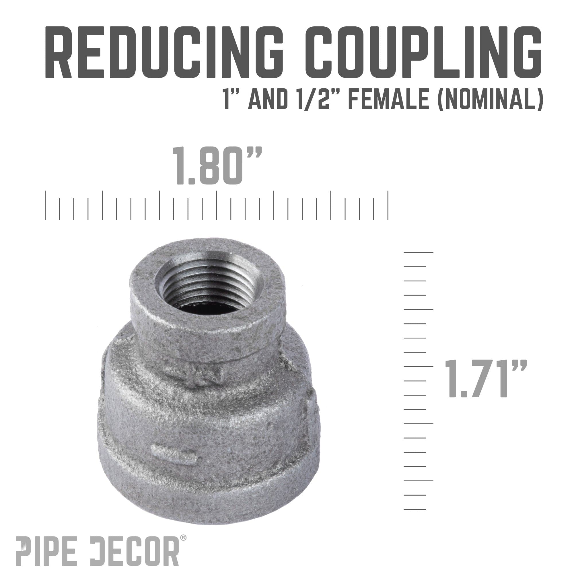 1 in. x 1/2 in. Black Reducing Coupling