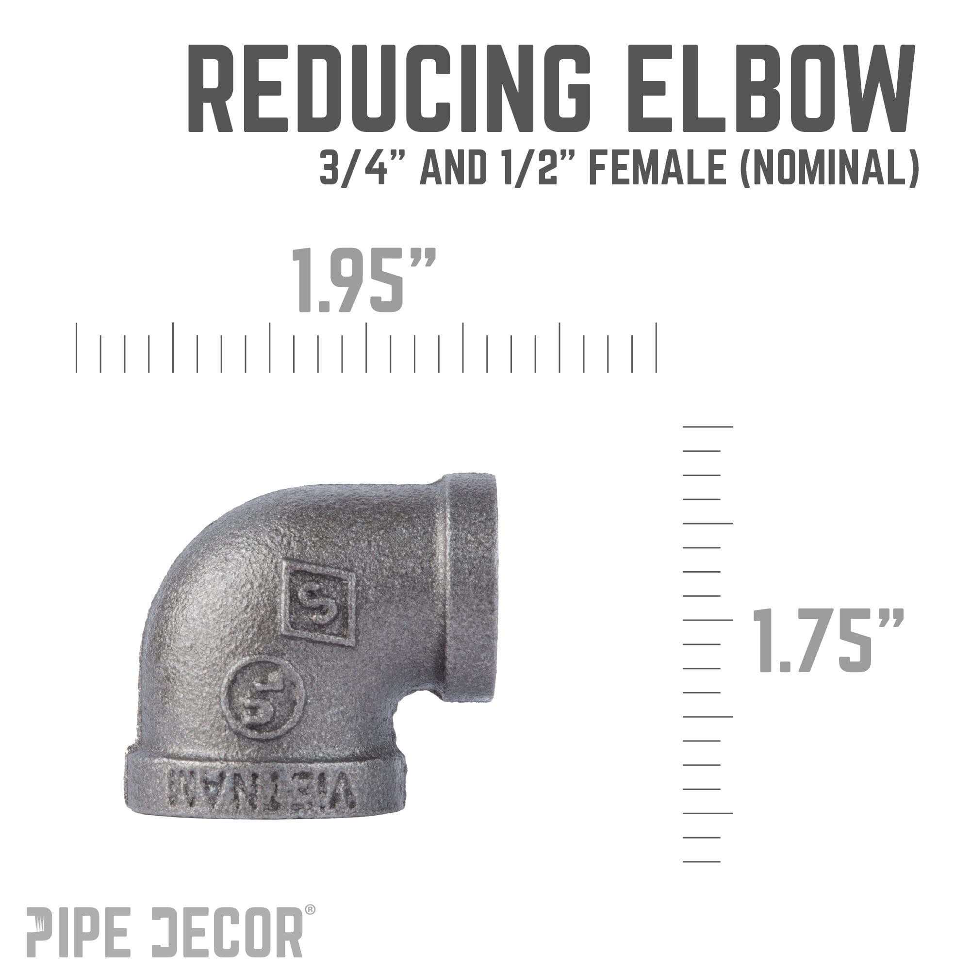 3/4 in. x 1/2 in. Black Reducing Elbow