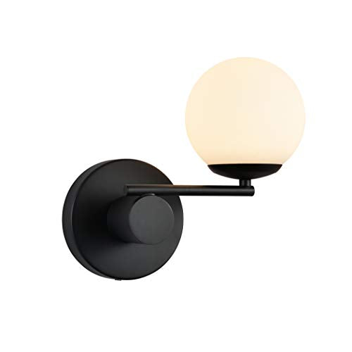 VONN Capri VCW1108BL LED Wall Sconce Lighting Fixture, Black, 9in Size, Aluminum, 1 Glass Shade