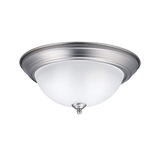 Kichler 8112Ni Flush Mount Round Glass Ceiling Lighting, Brushed Nickel 2-Light (14'' W X 6'' H) 60 Watts, 13.25'' Width