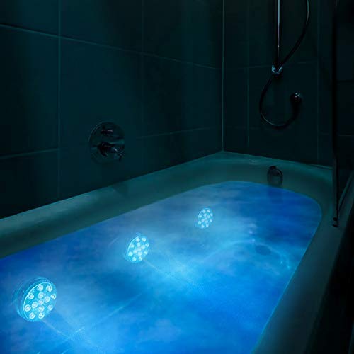 LOFTEK Submersible LED Lights with Remote, IP68 Waterproof, 13 Color Changing, 1-Pack, for Bathtub, Shower, Hot Tub, Spa, Party