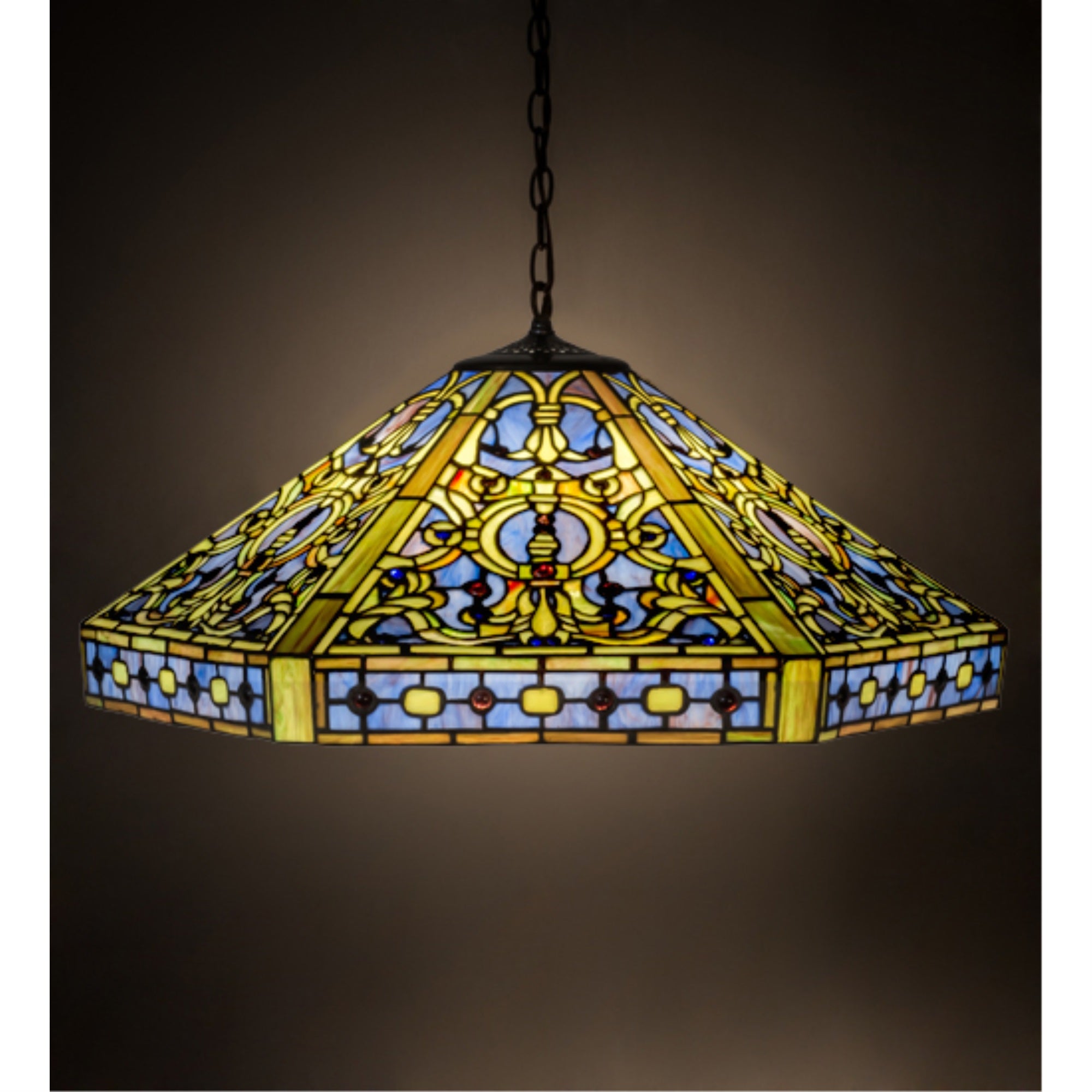 Meyda Tiffany 3 Light Pendant - Elizabethan Style - Tiffany Glass