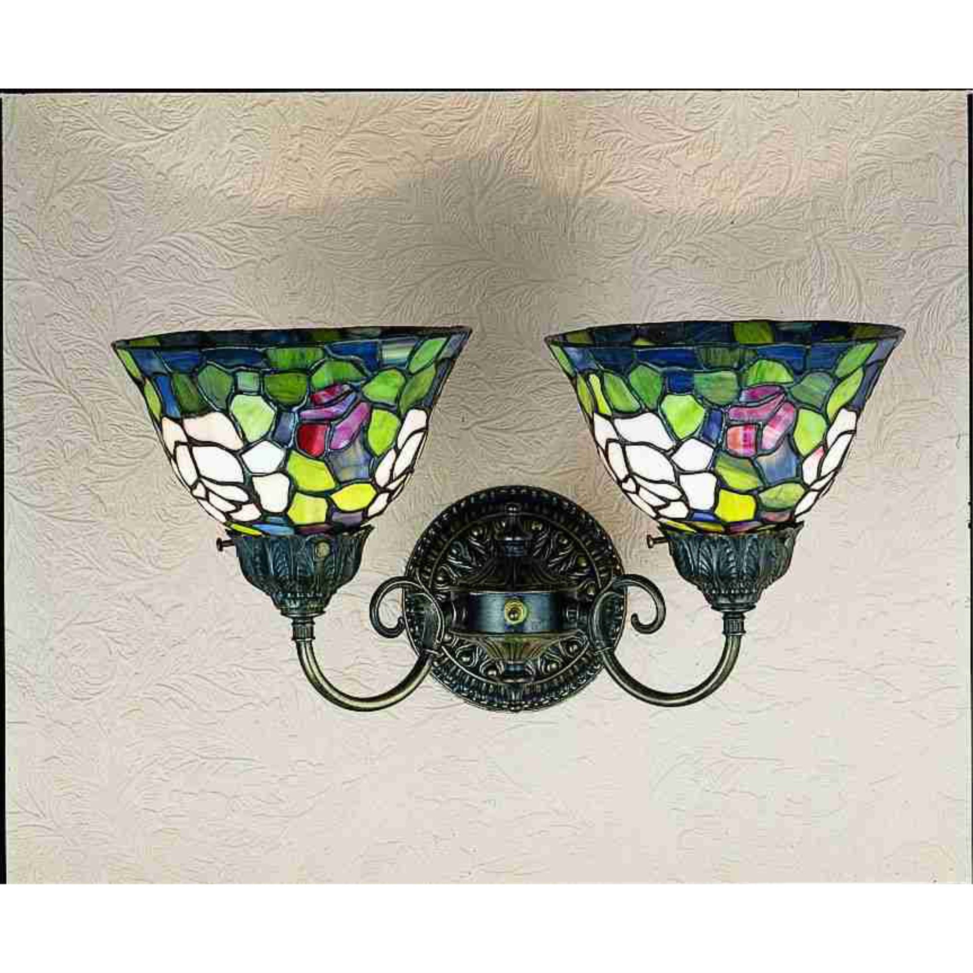 18 inchW TIFFANY ROSEBUSH 2 LT WALL SCONCE.602