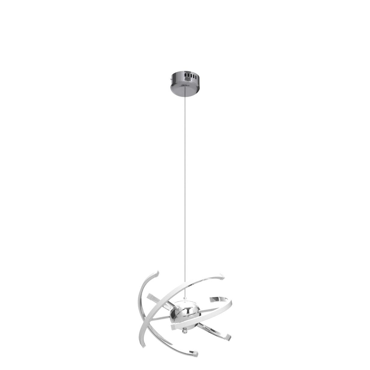 ELINKUME Modern LED Pendant Light, 26W Chrome Chandelier, Adjustable 11" Acrylic Fixture for Dining Room, Bedroom, Corridor