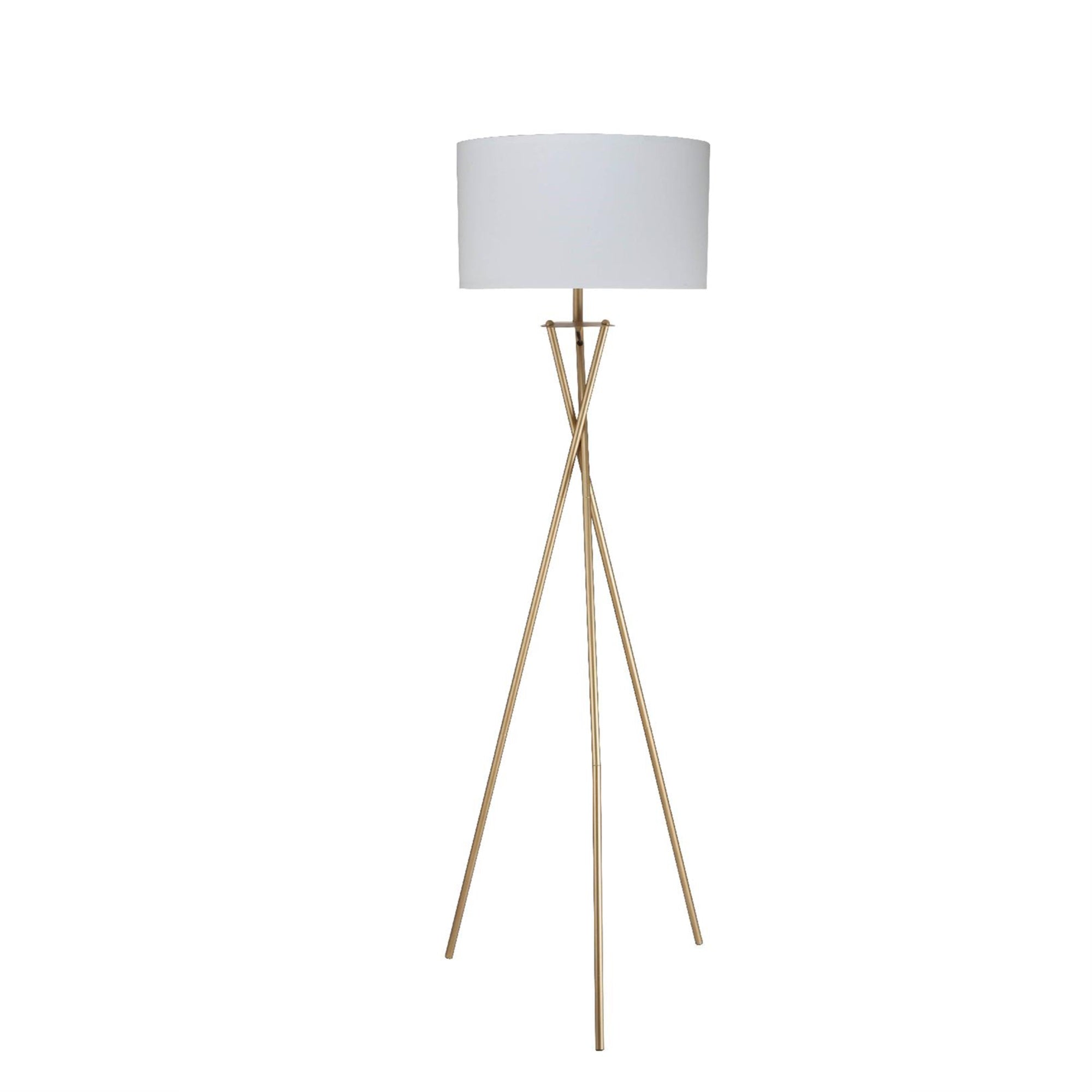 ORE International Mid-Century Metal Floor Lamp, 64.5in Matte Gold, Model 31173FSG