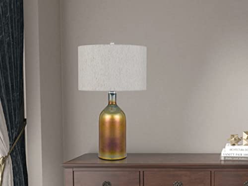 Cal Lighting Bo-3039Tb Inzago Iridescent Glass Table Lamp With Linen Hardback Drum Shade, Wine