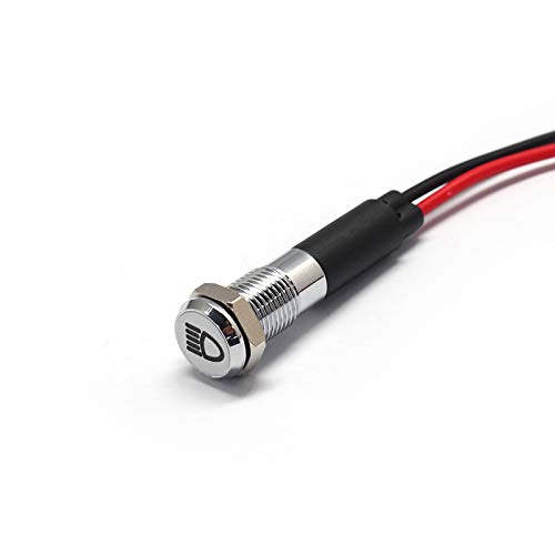 Alpinetech PL8MS 12V LED Metal Signal Indicator Dash Light, High Beam Indicator