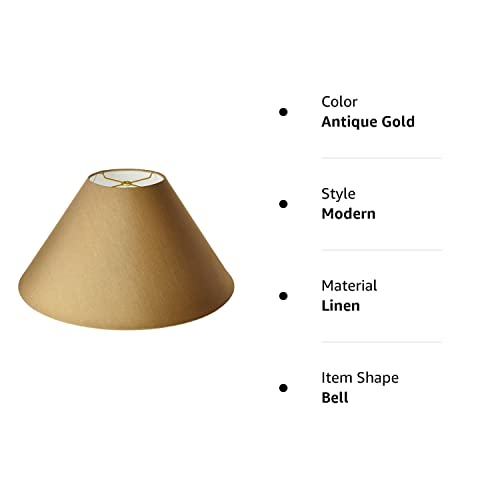 Royal Designs, Inc. Coolie Empire Hardback Lamp Shade HB-607-20AGL, Linen, 7 x 20 x 12, Antique Gold