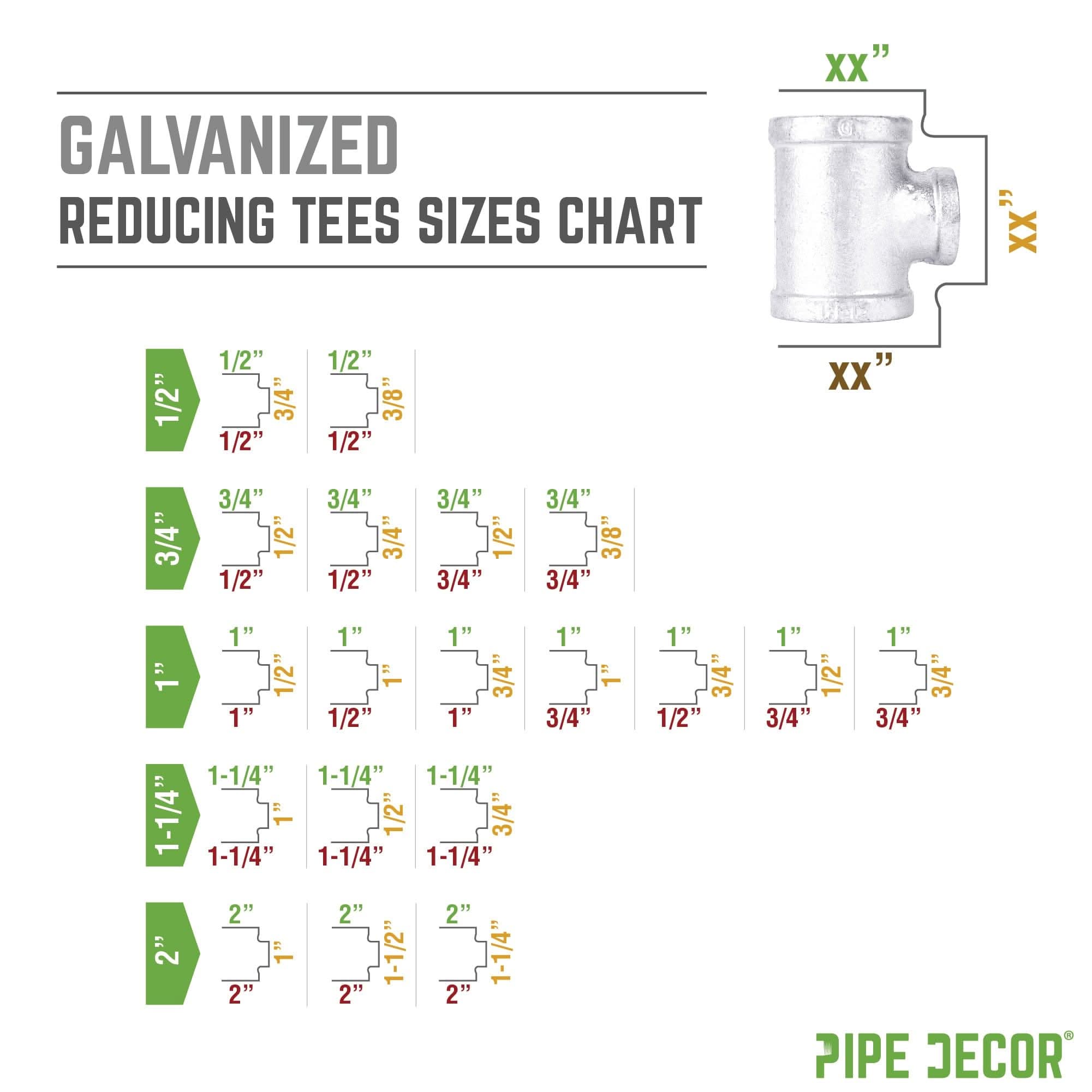 1/2 in. x 1/2 in. x 3/8 in. Galvanized Reducing Tee