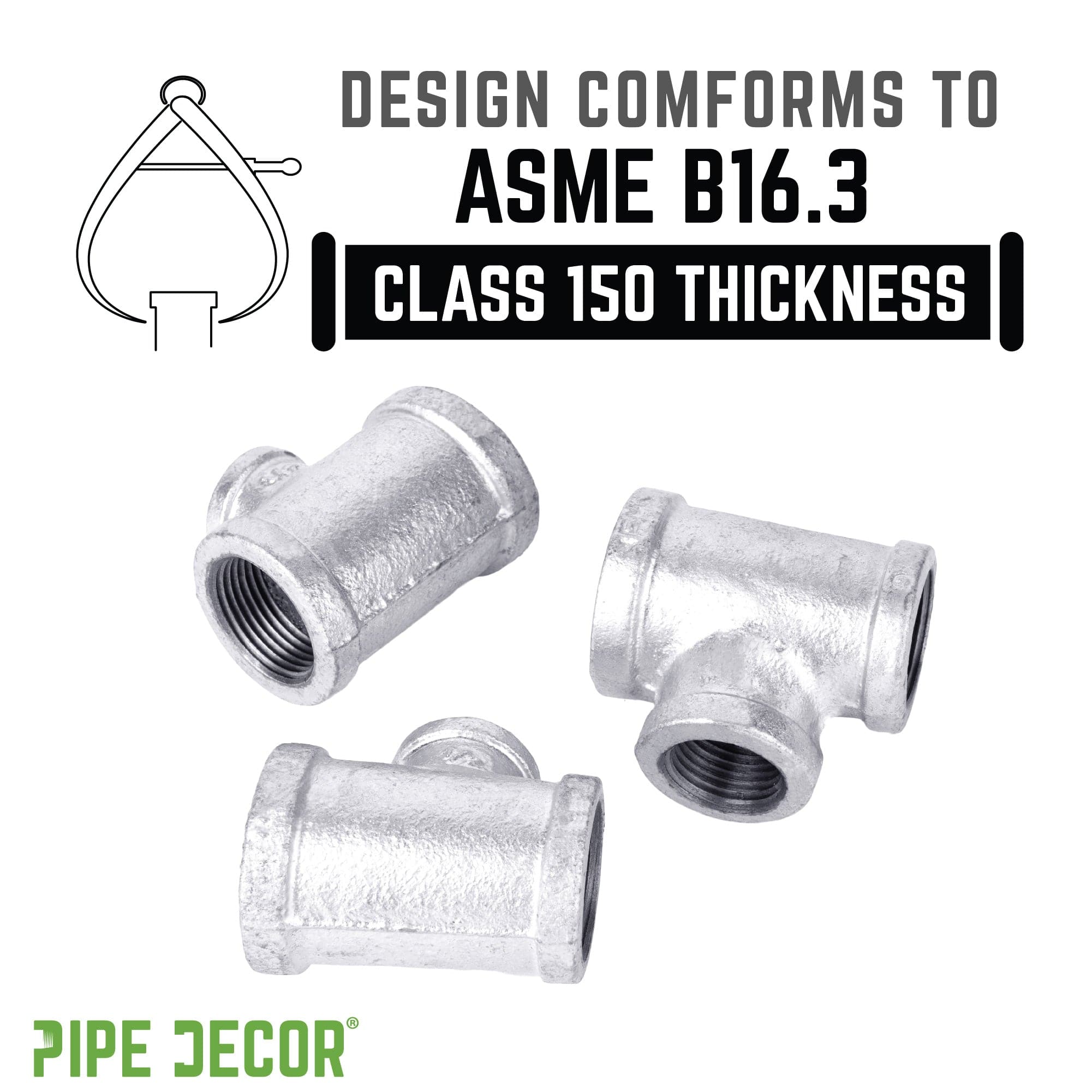 1 in. x 3/4 in. x 3/4 in. Galvanized Reducing Tee