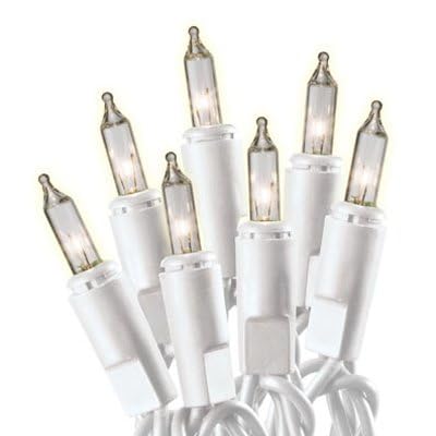 Dobar 100 Count White Christmas Tree Lights On White Wire - Indoor/Outdoor, Ul Listed, Static & Flashing