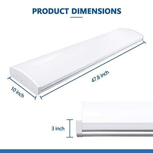 Antlux 72W Commercial Led Wraparound Fixture 4Ft Office Ceiling Lighting, 8500 Lumens, 4000K, 4 Foot Low Bay Flush Mount Garage Shop Lights, Integrated Wrap Light, Fluorescent Tube Replacement