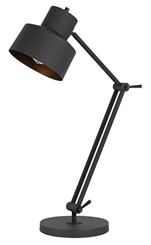 Cal Metal Desk Lamp - 60W, Adjustable Arms, Weighted Base, 33"x20.5"x9", Black, Model BO-2966TB