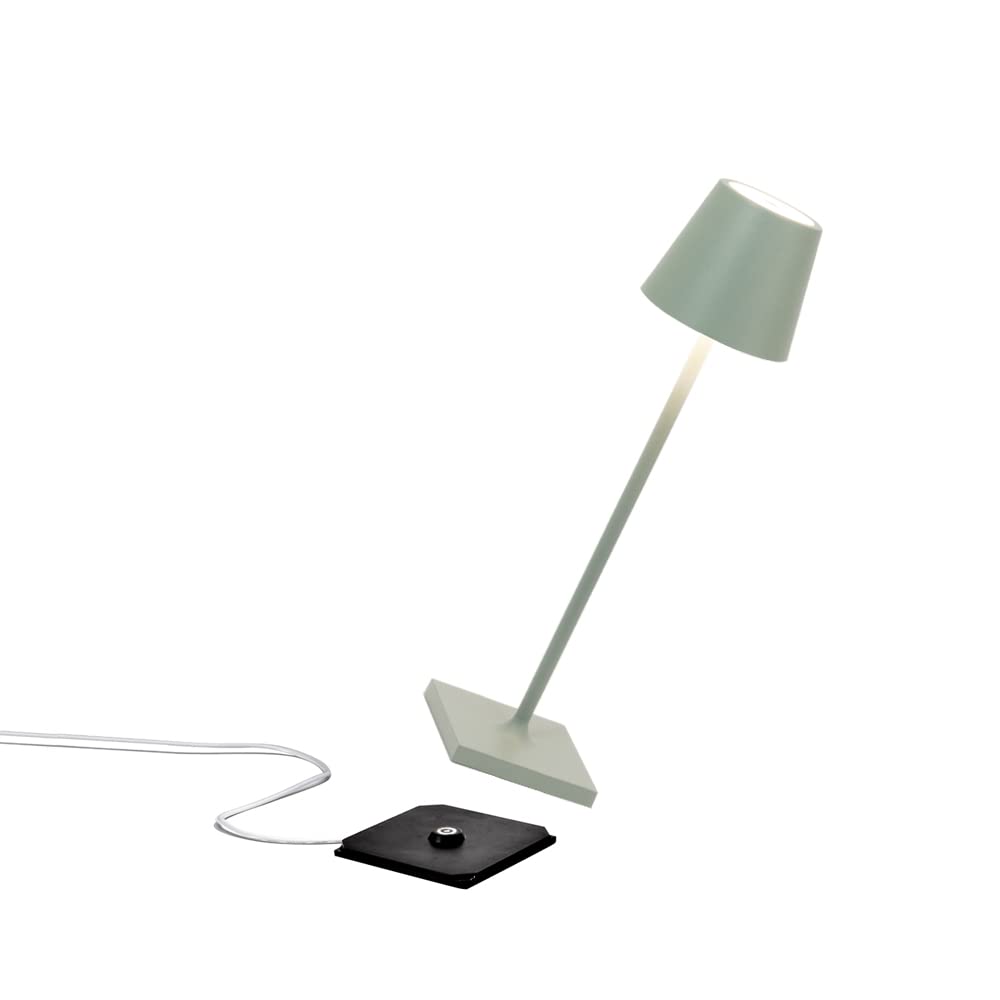 Zafferano Poldina Micro Lamp Rechargeable Cordless Table Lamp 10.8 Inches Sage Color Model LD0490G3