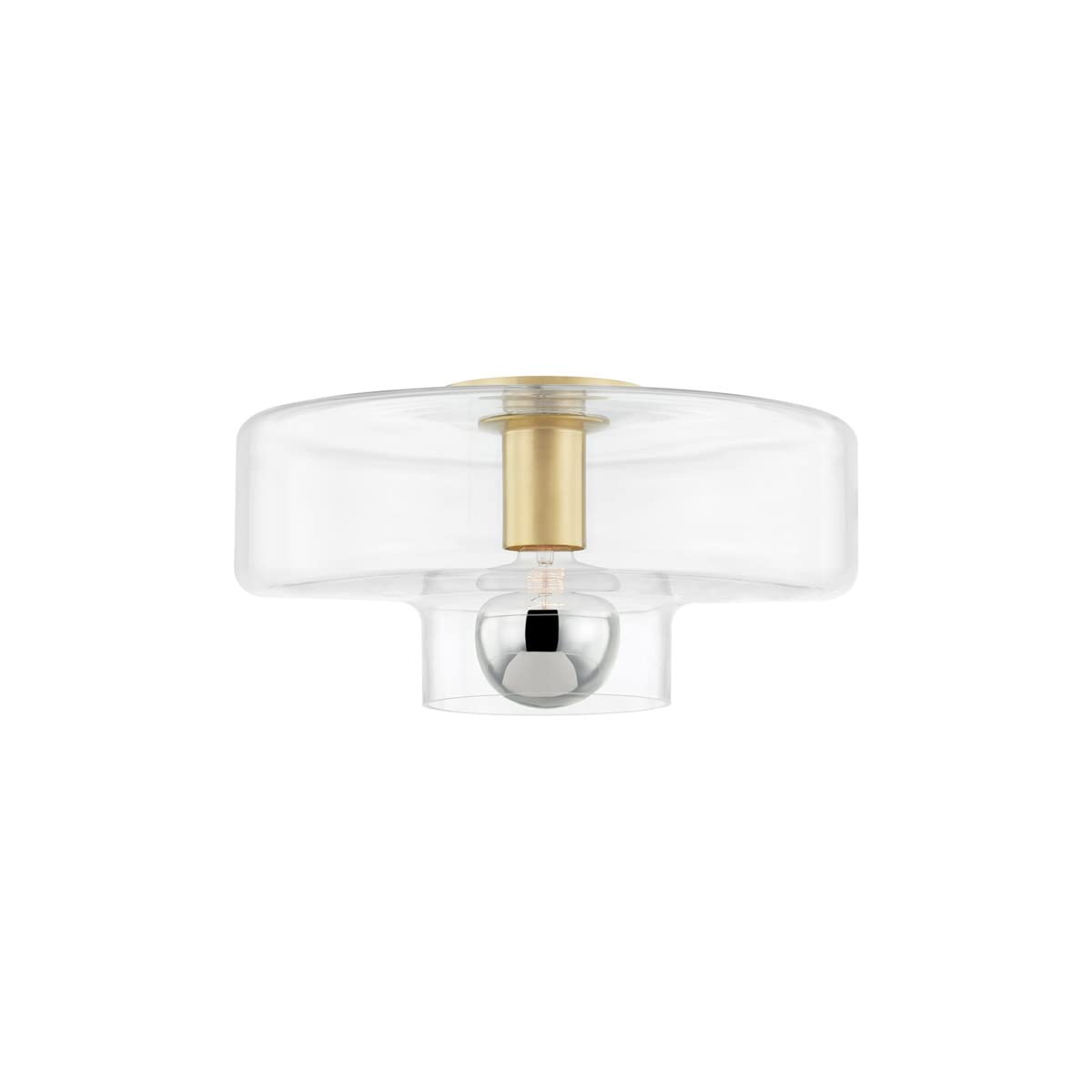MITZI H524501-AGB Iona Flush Mount Light, Aged Brass, 13.75in Wide, 7in High, Alloy Steel Construction, Transitional Style