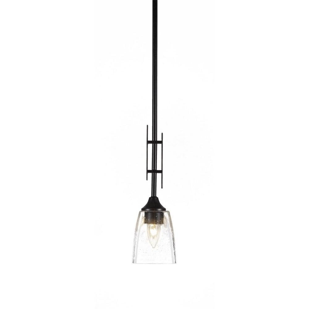 Toltec Lighting 320-Dg-461 Uptown 1 Light Mini Pendant With Clear Bubble Glass, 4.5&quot;, Dark Granite
