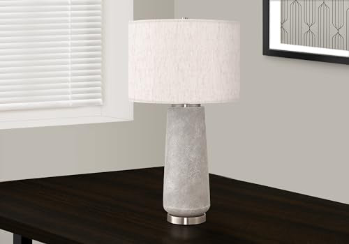 Monarch Specialties 9712 Lightingtable Lamp, Grey Resin, Ivory/Cream Shade, Modern Lighting-29 H Table, 16&quot; L X 16&quot; W X 29&quot; H