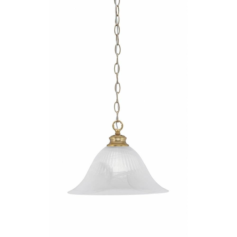 Toltec Lighting 92-NAB-5831 Chain - 1 Light Chain Hung Pendant-9.75 Inches Tall and 14 Inches Wide, Finish Color: New Age Brass, Glass Color: White Alabaster
