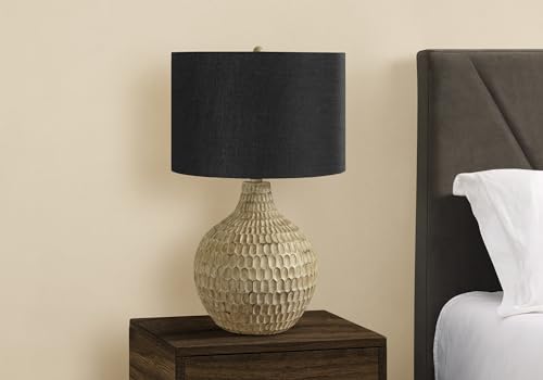 Monarch Specialties I 9606 Lightingtable Lamp, Black Shade, Brown Resin, Contemporary