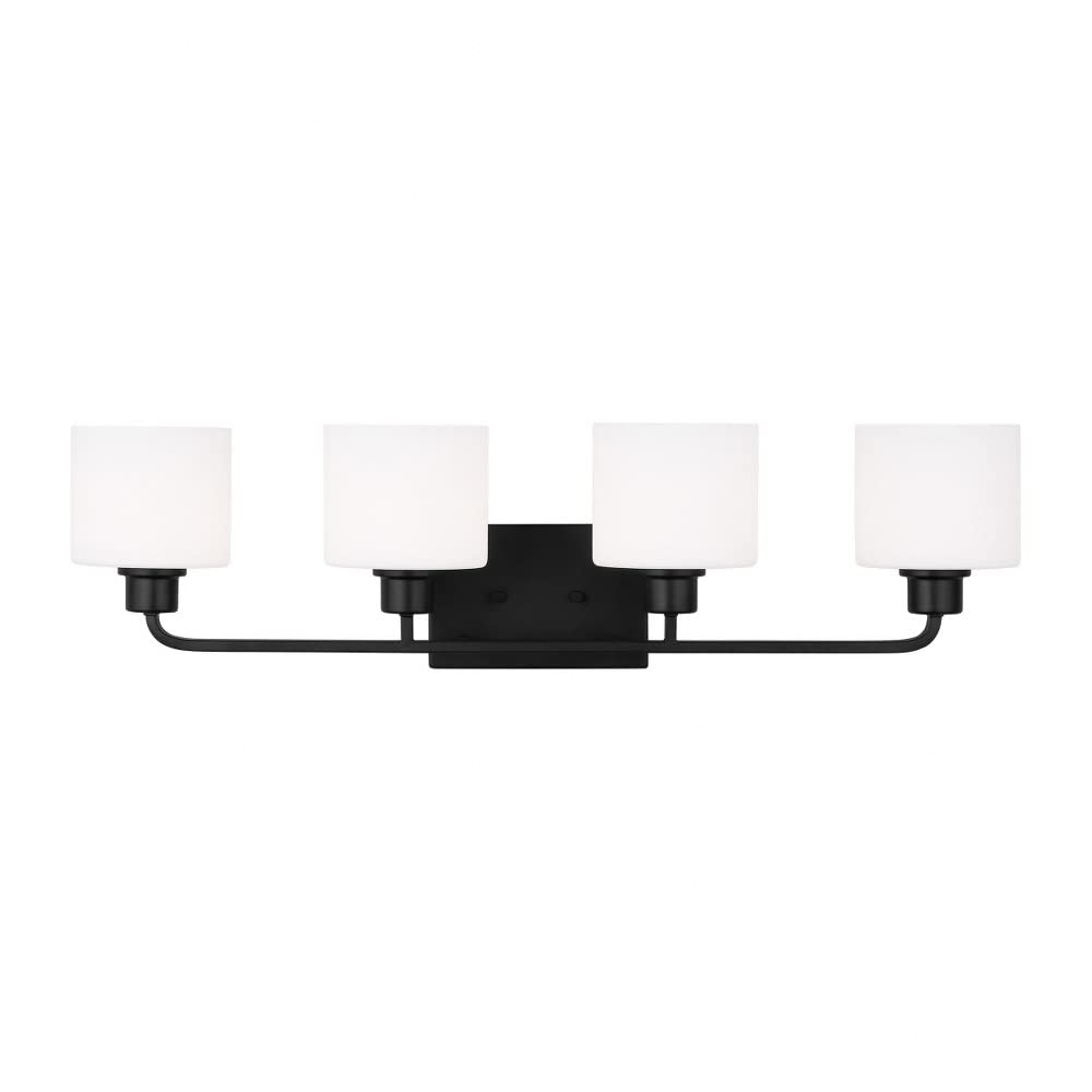 Generation Lighting 4-Light Canfield Modern Bath Fixture Wall Lamp Midnight Black 4428804-112, Bathroom Light Fixture for Home D