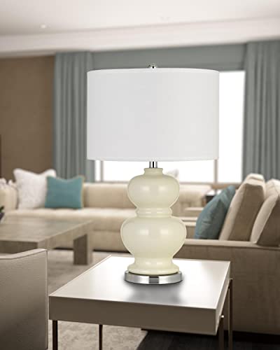 Cal Lighting Bo-2884Tb-2-Wht Transitional Two Light Table Lamp From Bergamo Collection In Light Finish, 16.00 Inches