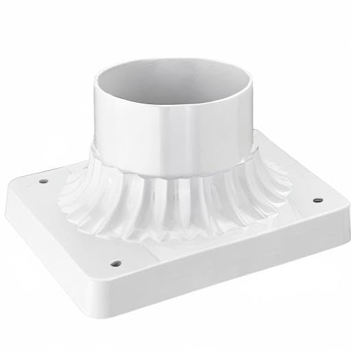 Darkaway Outdoor Post Light Base Mount, Post Light Adapter 3'' Pier Mount Base With White Finish For Deck Porch Patio, 5.5'' W X