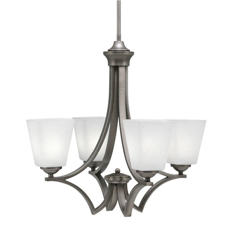 Toltec Lighting 564-Gp-460 Zilo - 4 Light Uplight Chandelier-19.75 Inches Tall And 19.5 Inches Wide, Finish Color: Graphite, Glass Color: White Muslin